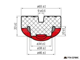 Накладка резиновая с пазом для подкатного домкрата ø38 h33